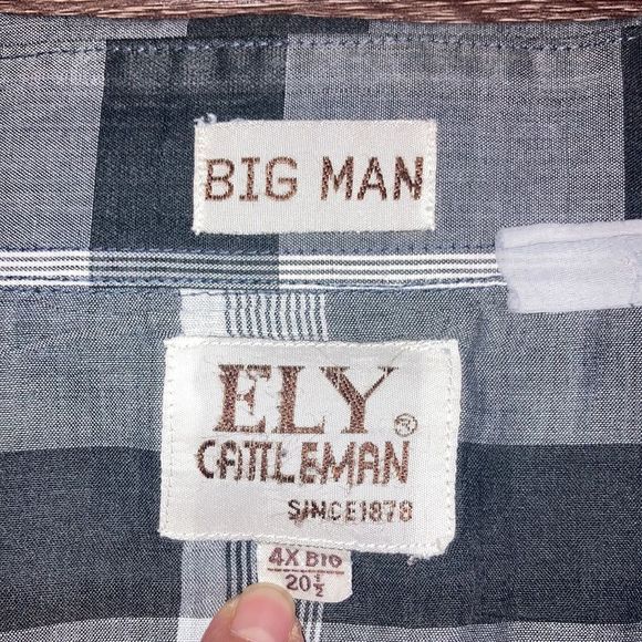 Vintage Mens Ely Cattleman 4XL Western Short Sleeve Button Down Shirt Black/Gray - Picture 3 of 9